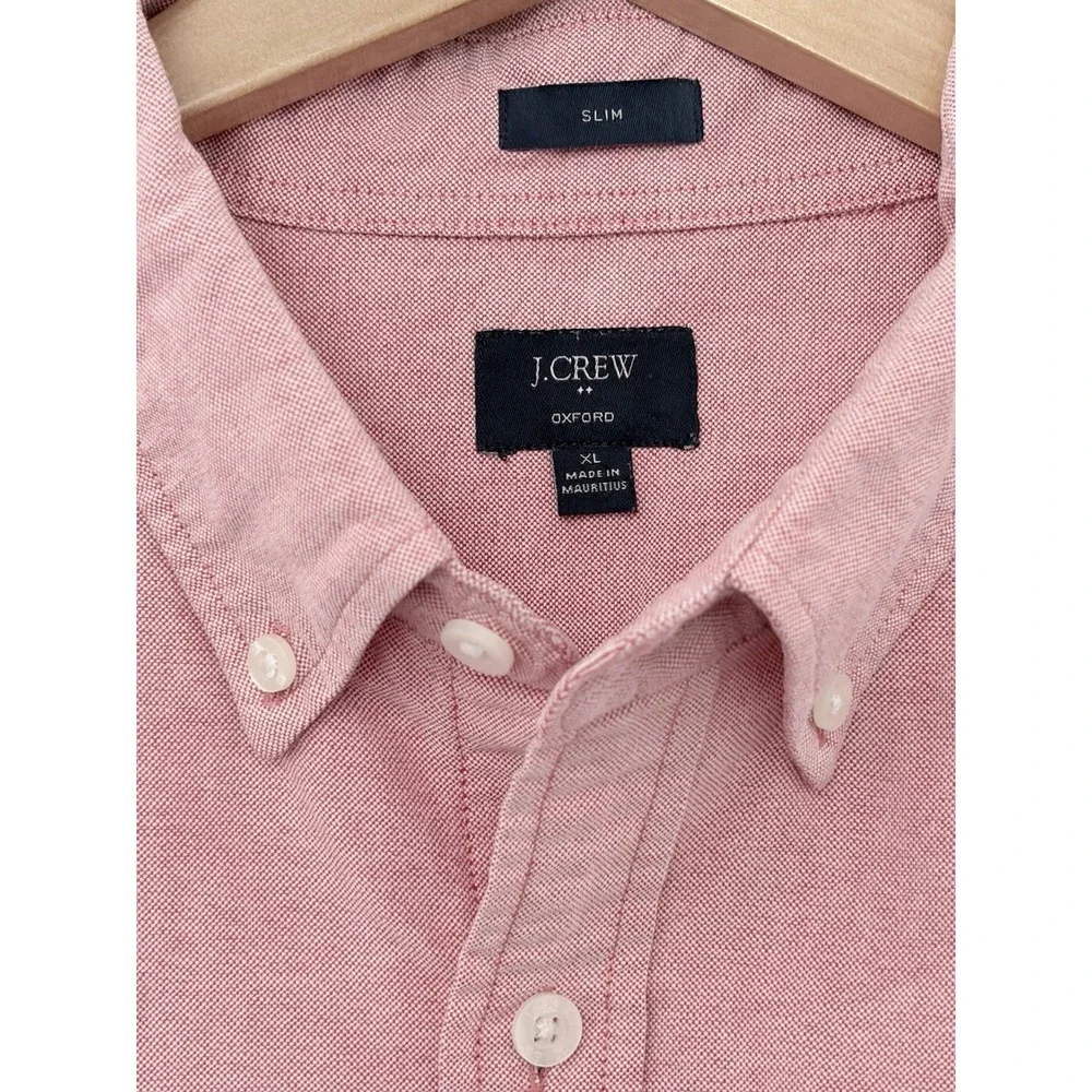 J.Crew Mens XL Slim Fit Oxford Shirt Button Down Pink Salmon Cotton B9292